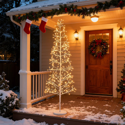 5/6/7 FT Lighted Birch Tree  Pre-lit Twig Tree with 240/320/456 Warm White Light LED Lights-6 FT