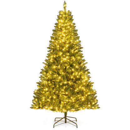 5/6/7 Feet Artificial Christmas Tree Hinged Xmas Tree with 7 Lighting Modes-6 Feet
