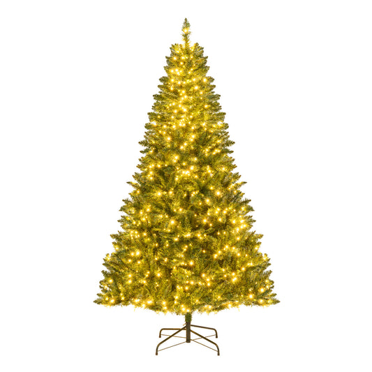 5/6/7 Feet Artificial Christmas Tree Hinged Xmas Tree with 7 Lighting Modes-7 Feet