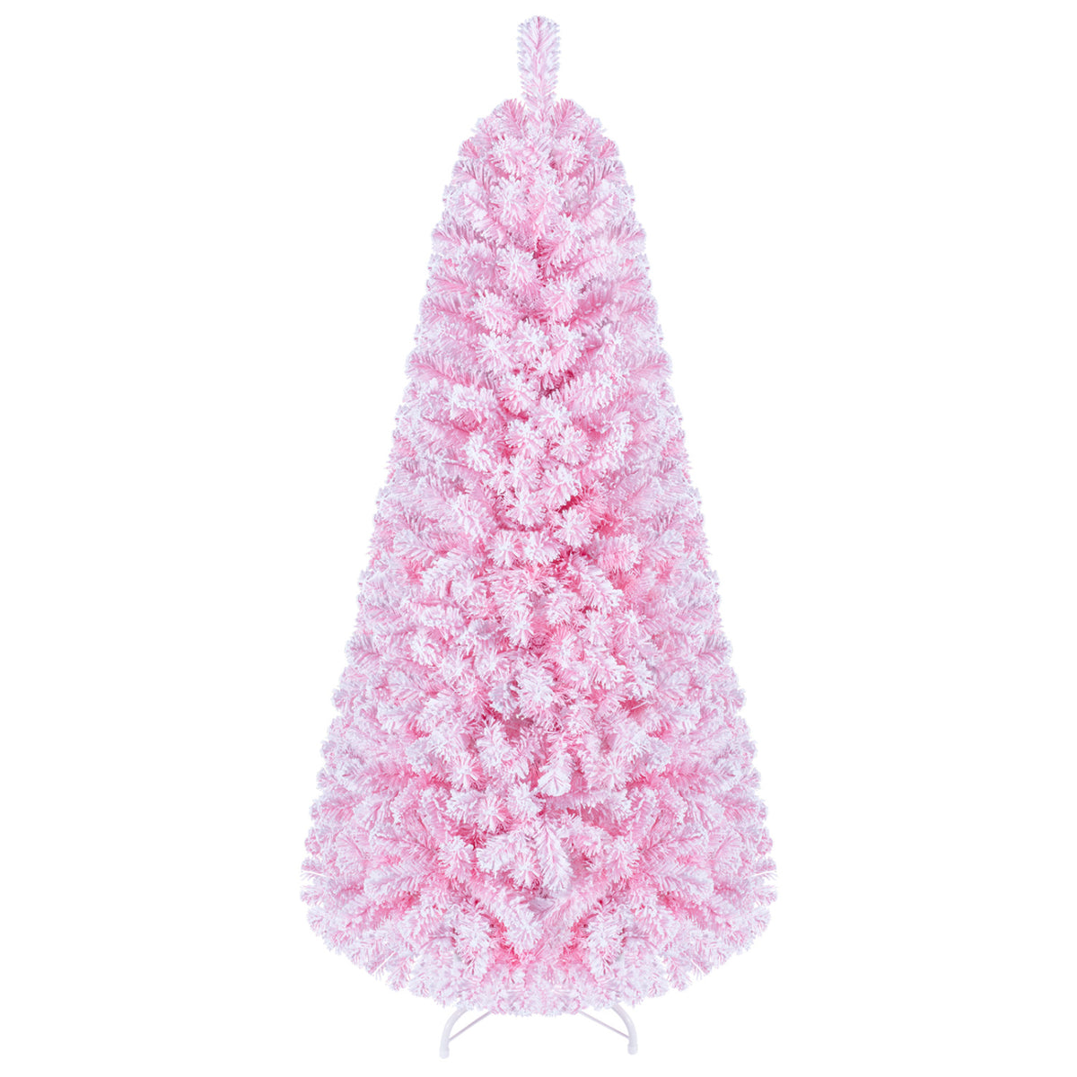 5/6/7 Feet Flocked Fir Christmas Tree with Warm White LED Lights-5 ft
