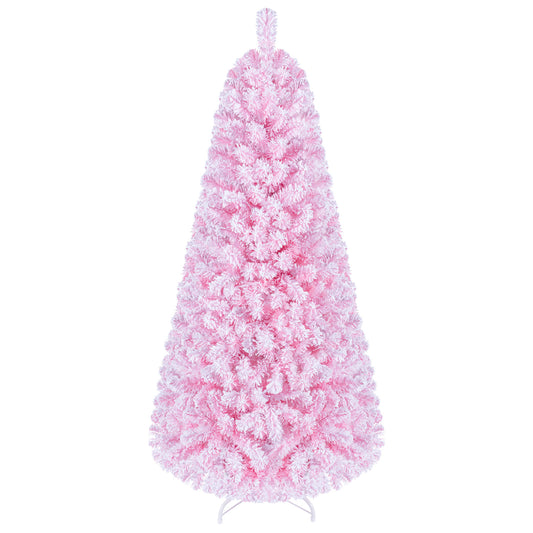 Flocked 5/6/7 feet Christmas tree with warm white LED lights, ideal holiday decor from Wilsons Home Store.