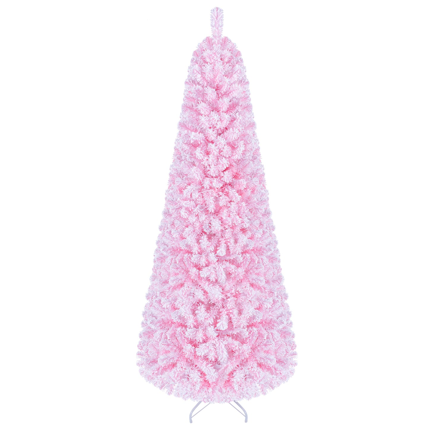 5/6/7 Feet Flocked Fir Christmas Tree with Warm White LED Lights-7 ft