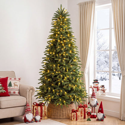5/6/7 ft Pre-Lit Hinged Christmas Tree with 3 Lighted Gift Boxes-5 ft