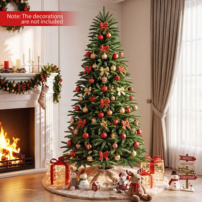 5/6/7 ft Pre-Lit Hinged Christmas Tree with 3 Lighted Gift Boxes-5 ft