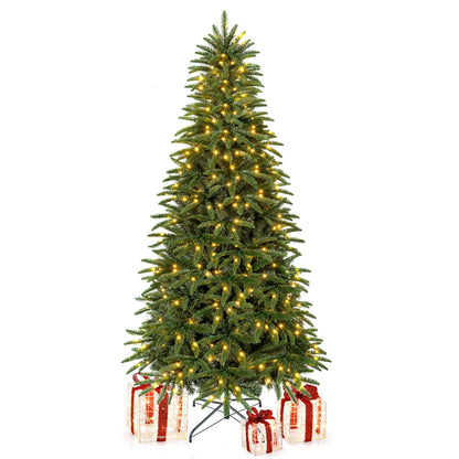 5/6/7 ft Pre-Lit Hinged Christmas Tree with 3 Lighted Gift Boxes-5 ft