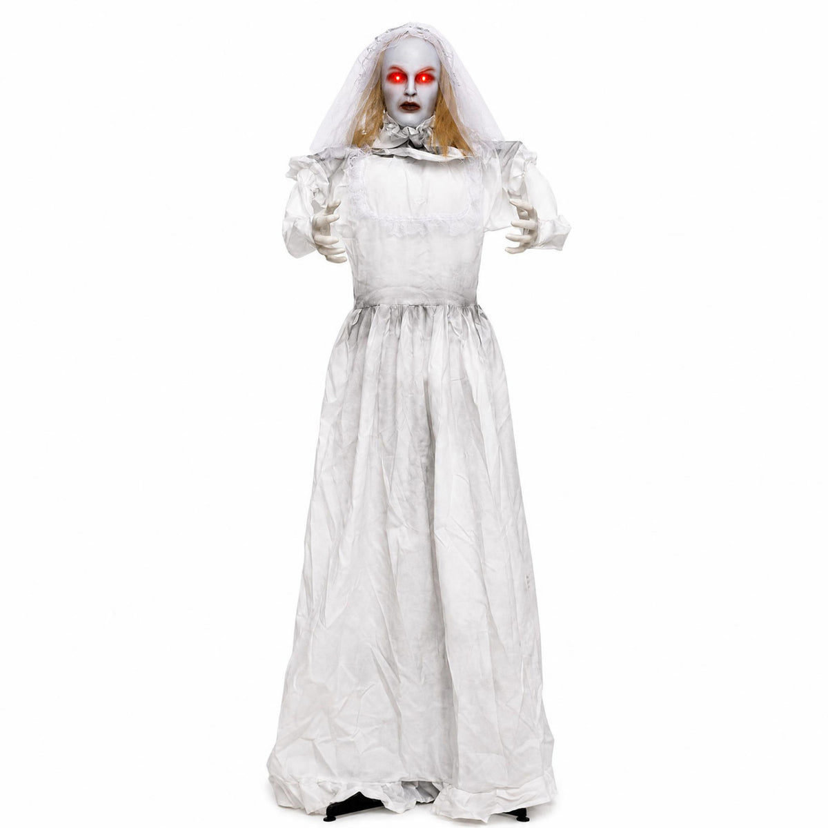5.7 ft Animated Halloween Ghost Bride Decoration with Turning Head