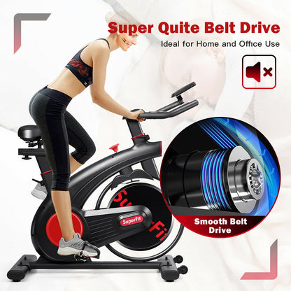 Stationary Exercise Bike Silent Belt with 20LBS Flywheel-Black