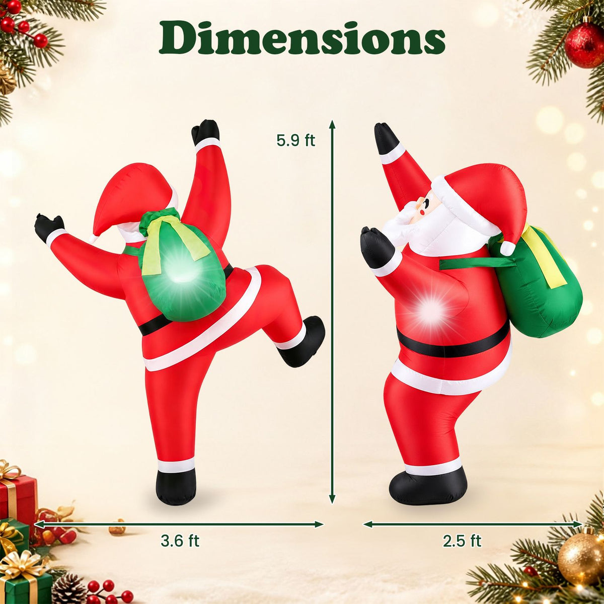 5.9 ft climbing Santa Christmas inflatable outdoor decoration for holiday decor, featuring a festive inflatable Santa by Wilsons Home Store