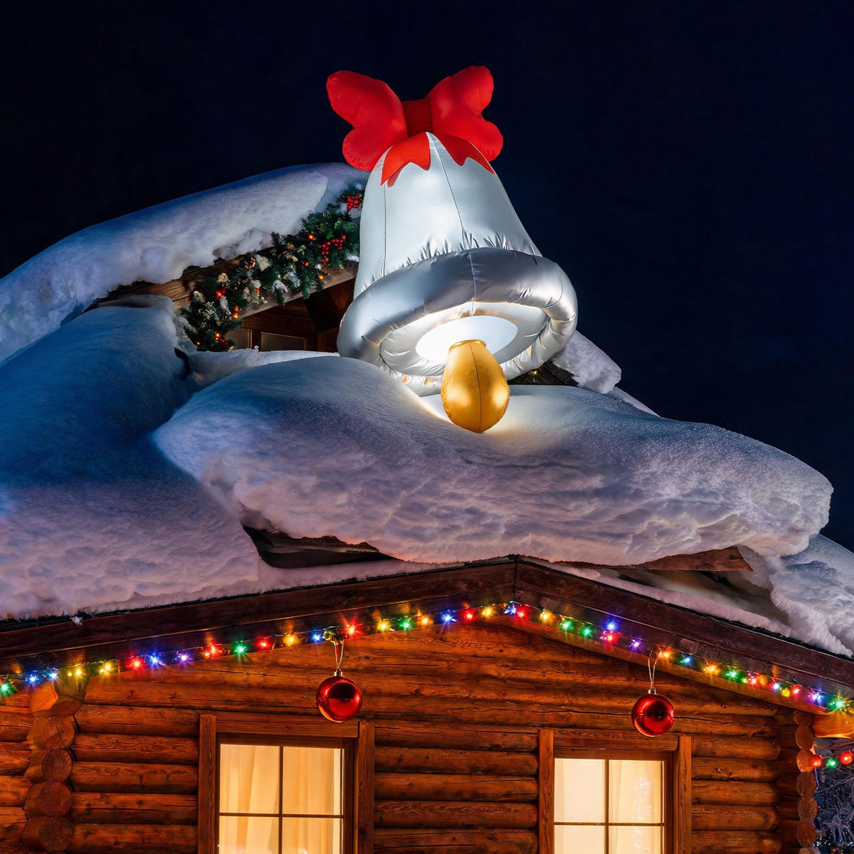 5.9 ft climbing Santa Christmas inflatable outdoor decoration with colorful holiday lights and festive design.