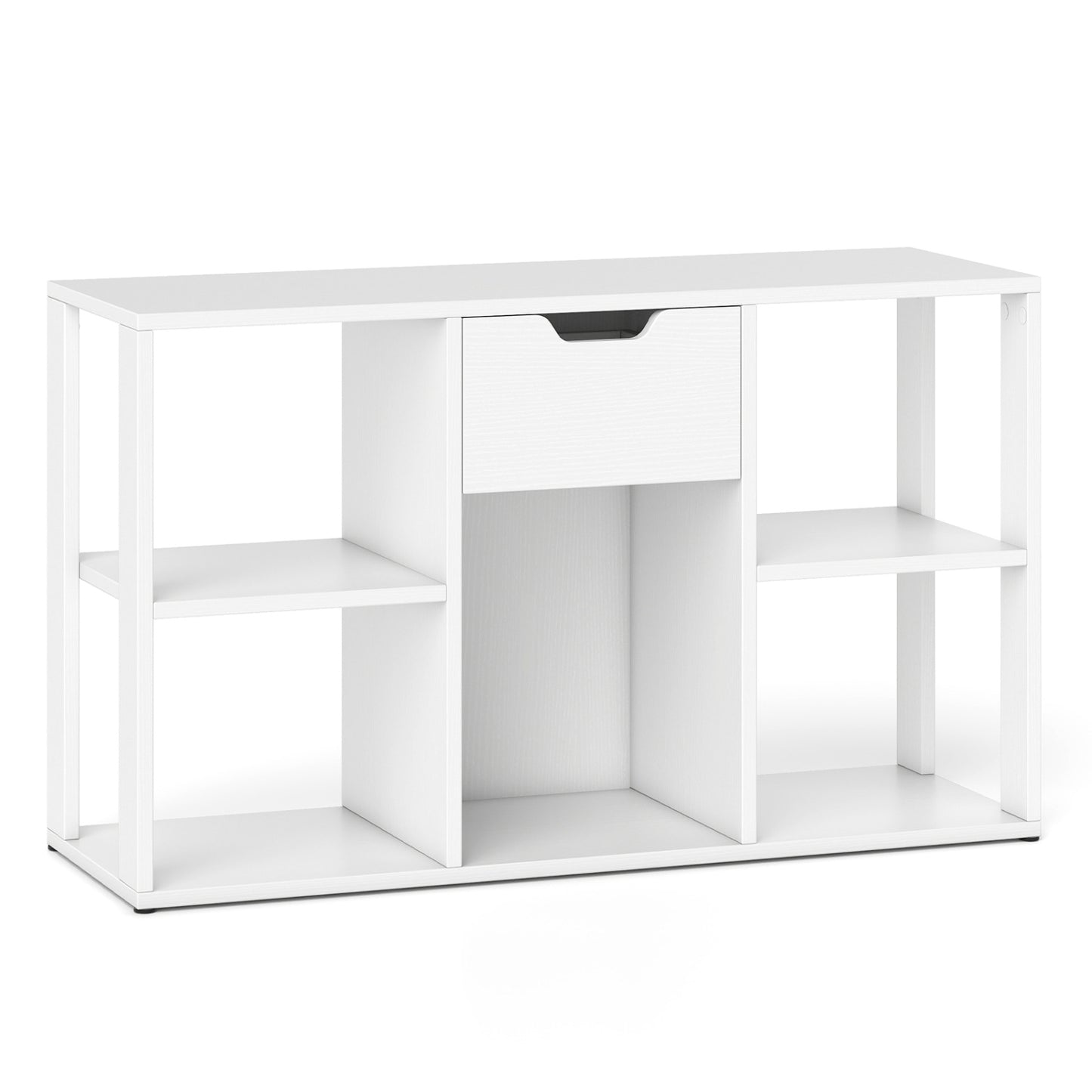 5-Cube Bookcase with Storage Drawer Freestanding Bookshelf Modern Display Rack-Rustic Brown