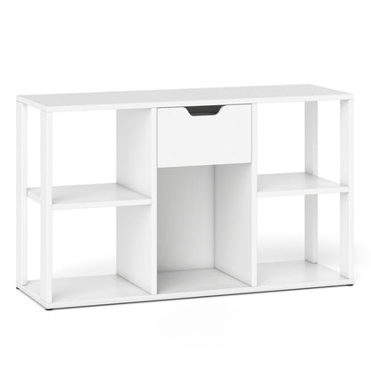 5-Cube Bookcase with Storage Drawer Freestanding Bookshelf Modern Display Rack-Rustic Brown