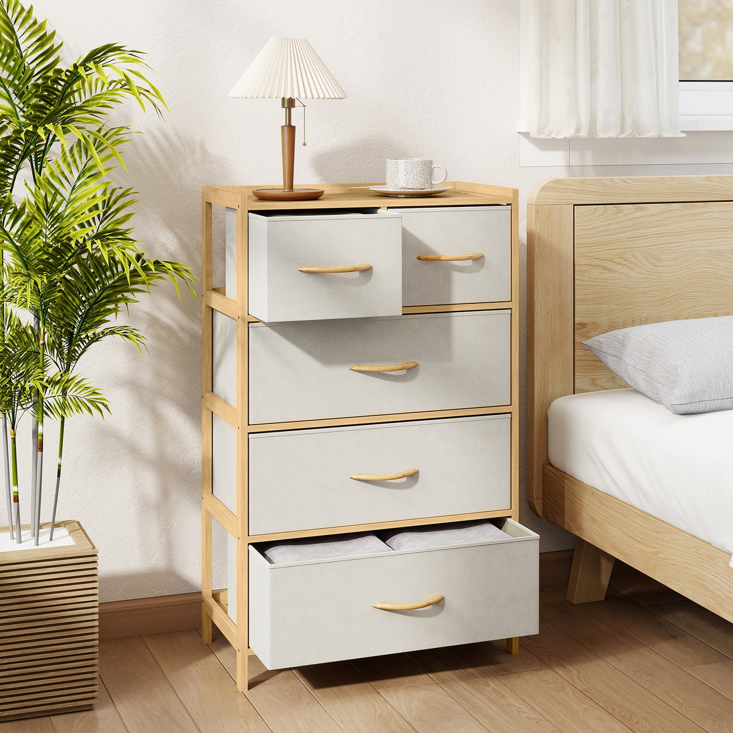 5-Drawer Dresser with Top Shelf for Bedroom-Natural