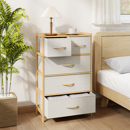 5-Drawer Dresser with Top Shelf for Bedroom-Natural