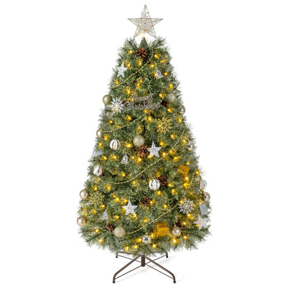 5 FT Artificial Christmas Tree Hinged Fully-Decorated with 238 Blossom Pine Needles