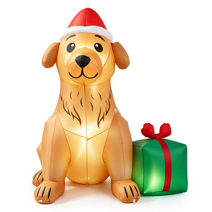 5-foot Christmas inflatable Golden Retriever dog decoration for holiday decor, featuring festive holiday-themed design.