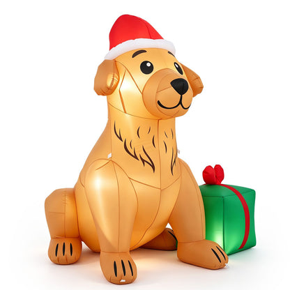 5-foot Christmas inflatable featuring a golden retriever dog decoration, ideal for holiday outdoor and indoor Christmas decor.