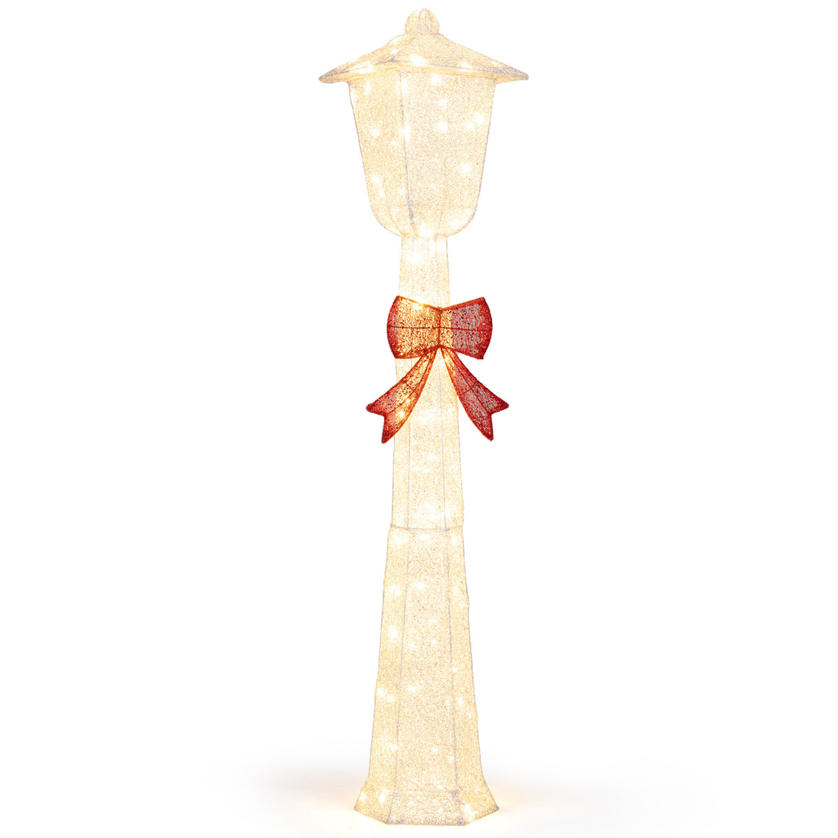 5 FT Lighted Christmas Lamp Post with Bowknot Decorations-2 Pieces