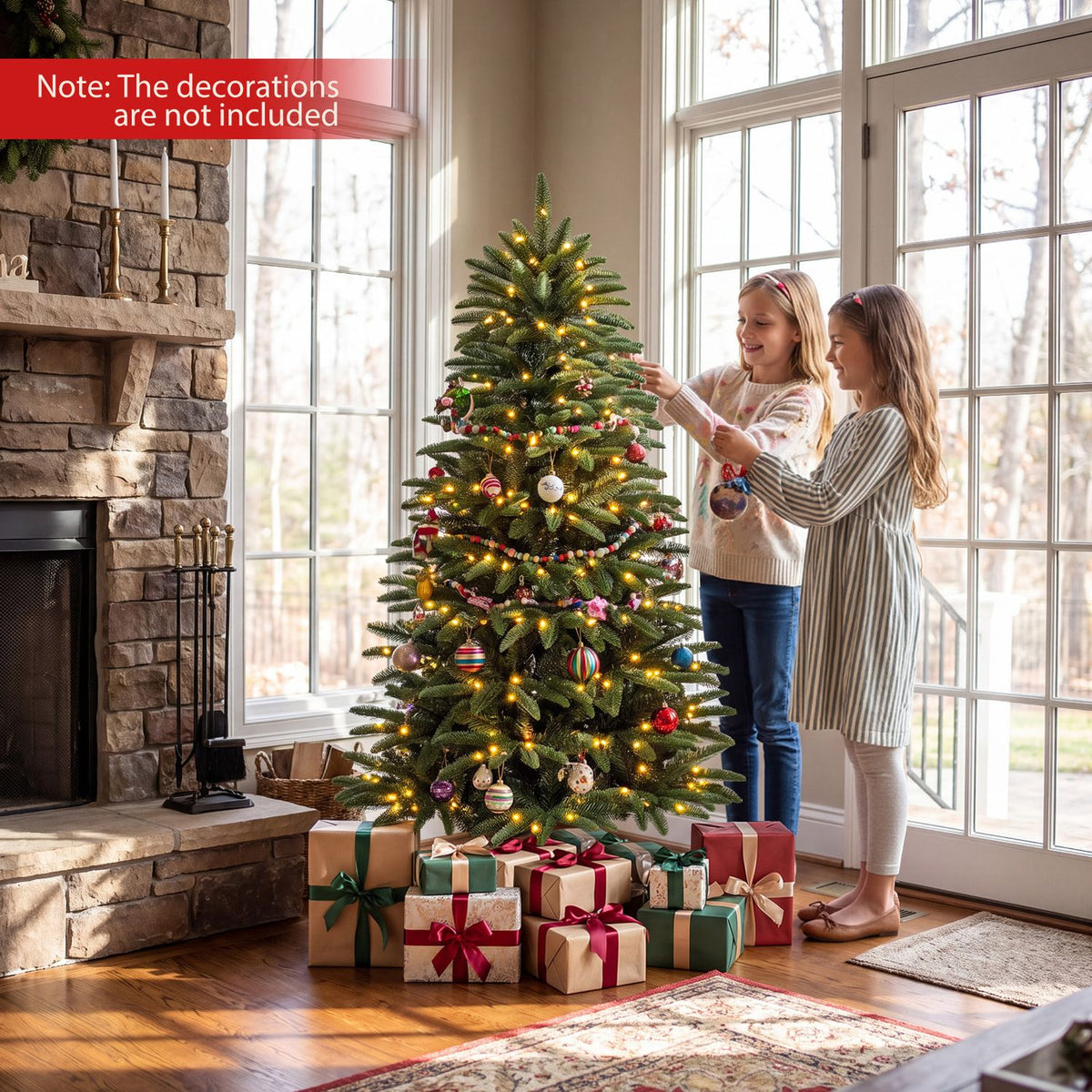 5 FT Pre-Lit Artificial Christmas Tree with 3 Gift Boxes and 507 Lush Branch Tips