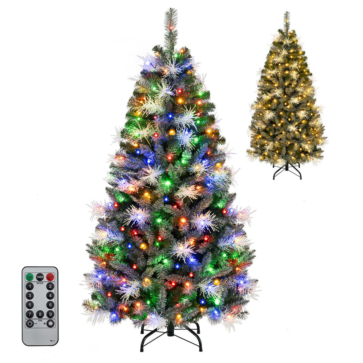 5 ft pre-lit Christmas tree with warm white and multicolor LED lights, decorated for holiday home Christmas decor.