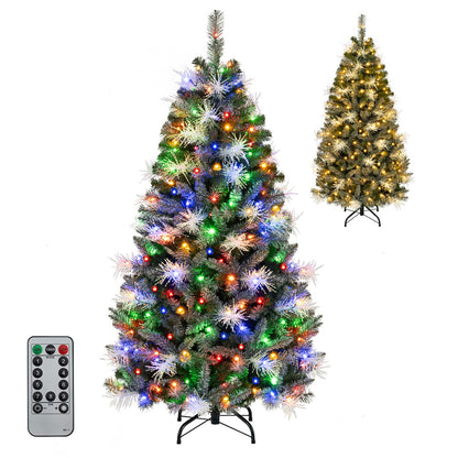 5 ft pre-lit Christmas tree with warm white and multicolor LED lights, decorated for holiday home Christmas decor.