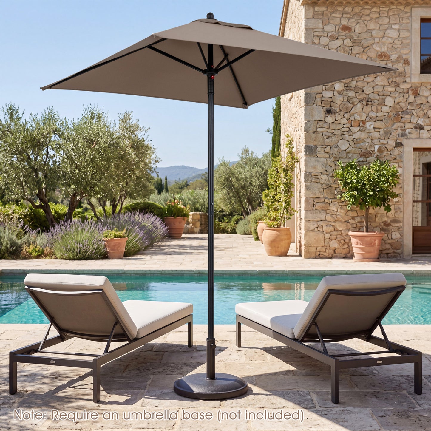 5 Feet Patio Square Market Table Umbrella Shelter with 4 Sturdy Ribs-Beige
