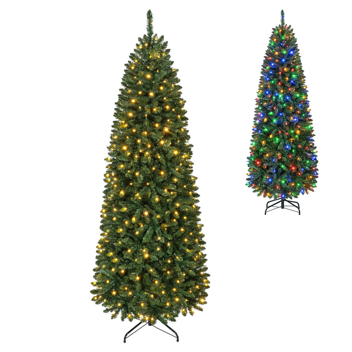 5-foot pre-lit artificial Christmas tree with warm white and multi-color LED lights, decorated for holiday cheer.