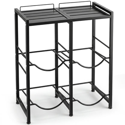 Black 5-gallon water jug holder for four bottles, outdoor storage solution, designed for durability and easy access.