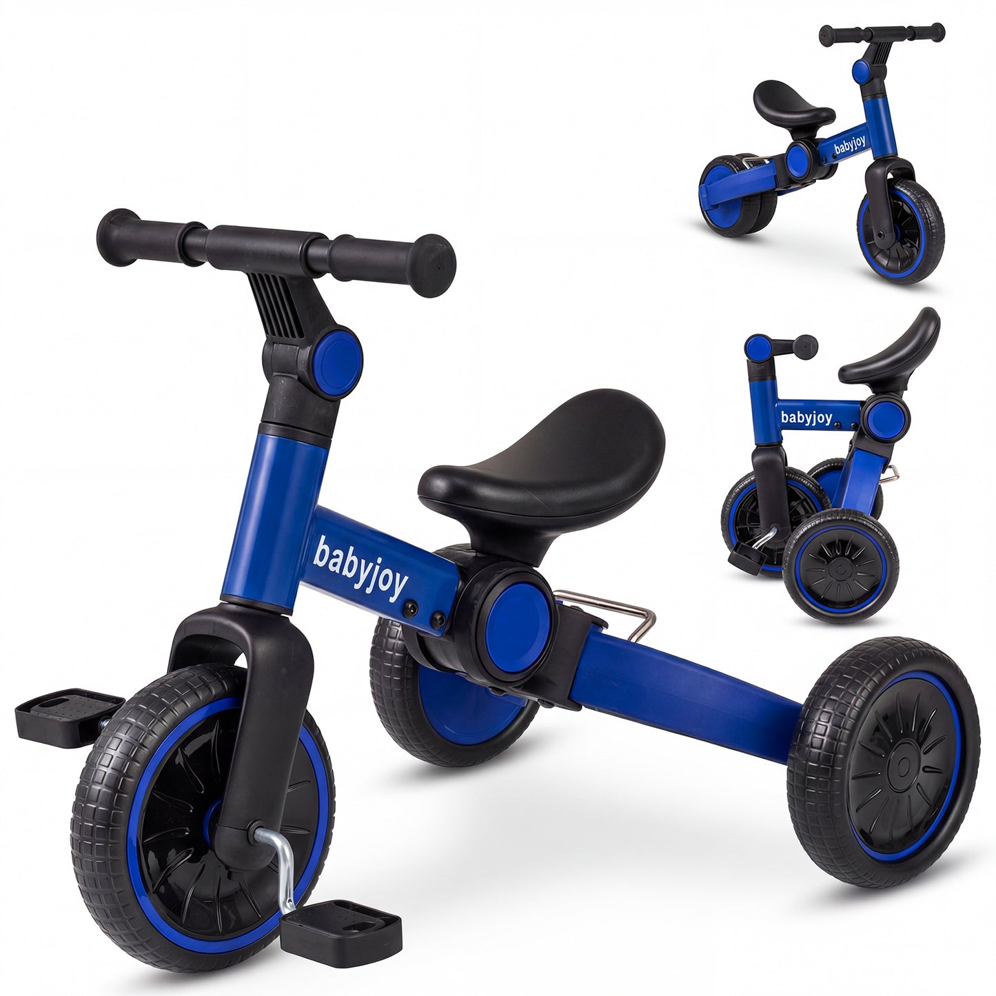 5-In-1 Toddler Bike Kids Balance Bike with Removable Pedals-Blue