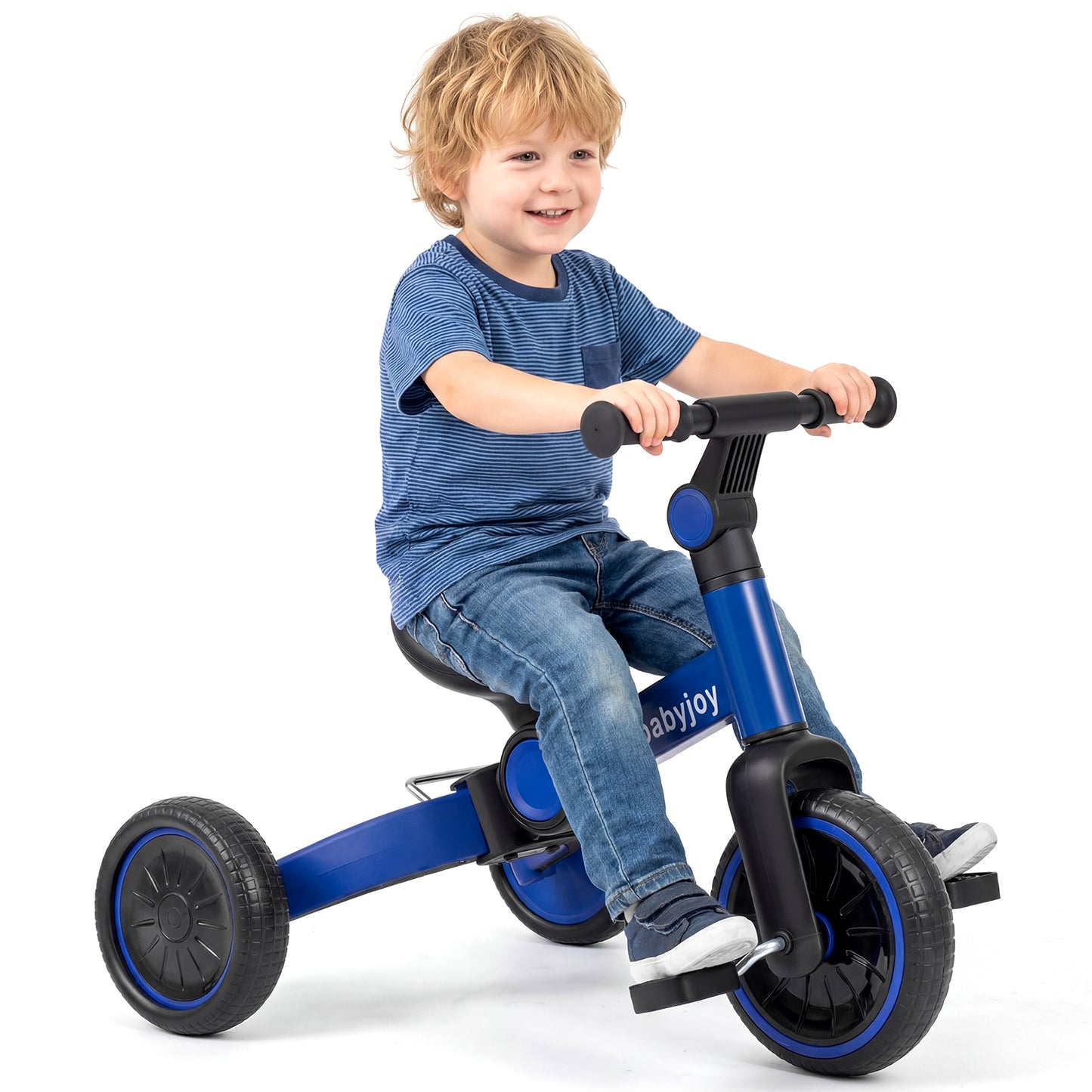 5-In-1 Toddler Bike Kids Balance Bike with Removable Pedals-Blue