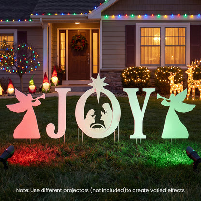 5 PCS JOY Nativity Christmas Yard Sign Set with Angels for Garden-Red