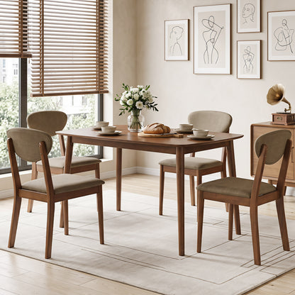 5-Piece Dining Set for 4 with Rectangular Table & Fabric Chairs for Living Room-Beige
