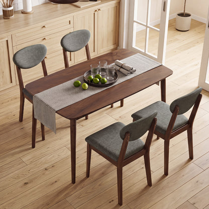 5-Piece Dining Set for 4 with Rectangular Table & Fabric Chairs for Living Room-Beige
