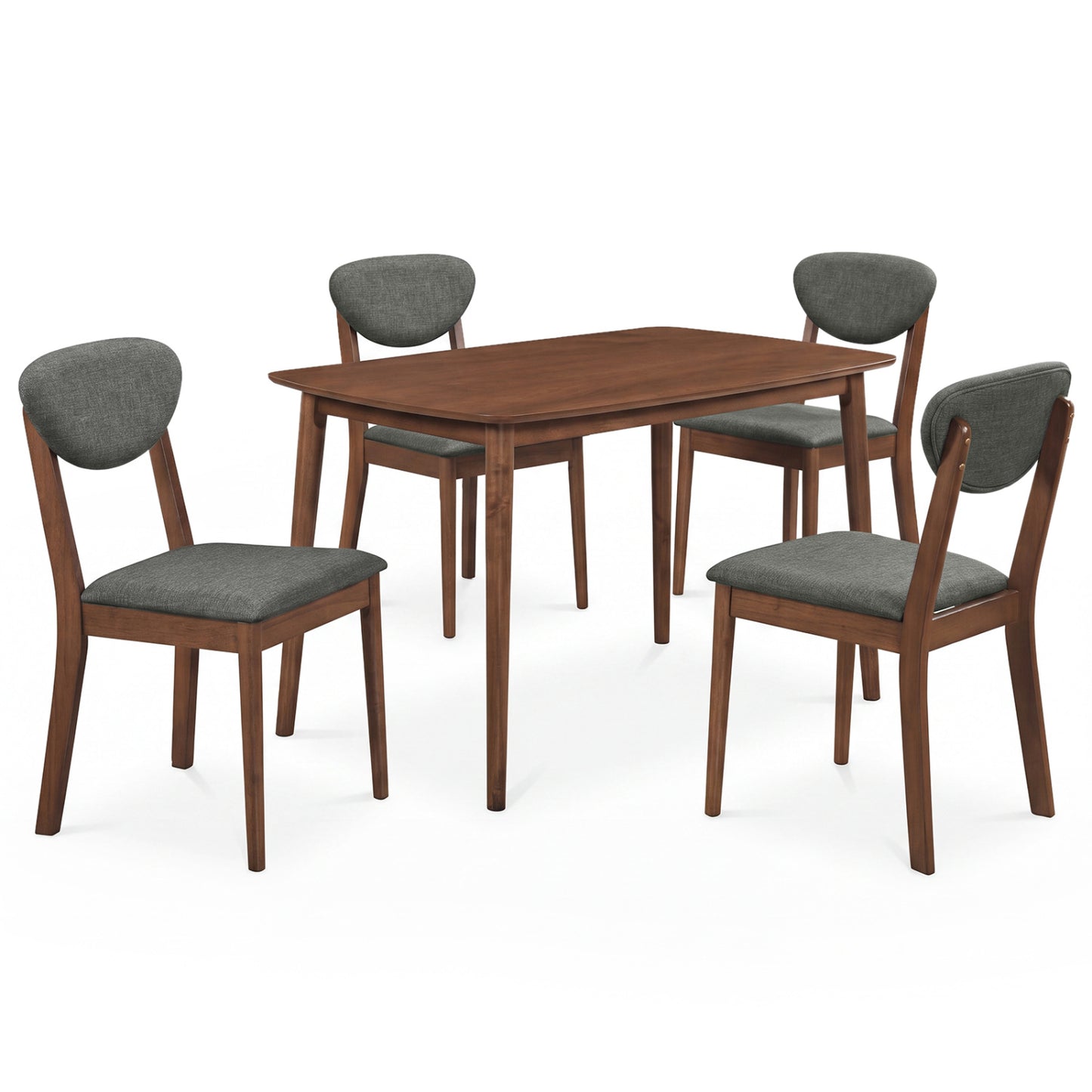5-Piece Dining Set for 4 with Rectangular Table & Fabric Chairs for Living Room-Beige