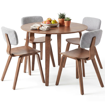 5 Piece Dining Table Set with 4 Padded Dining Chairs and Rubber Wood Table-Natural