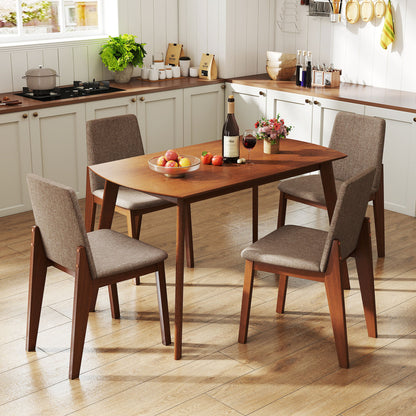 5-Piece Kitchen Table and Upholstered Chairs-Light Brown