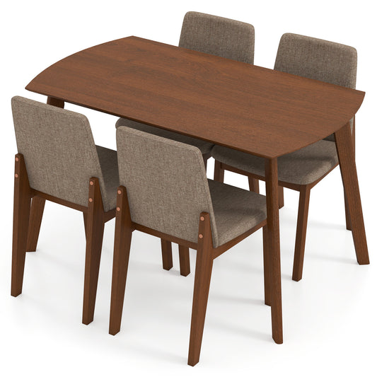 5-Piece Kitchen Table and Upholstered Chairs-Light Brown