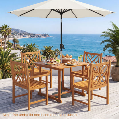 5-Piece Square Patio Dining Set for 4 with Acacia Table & Armchairs for Outdoor
