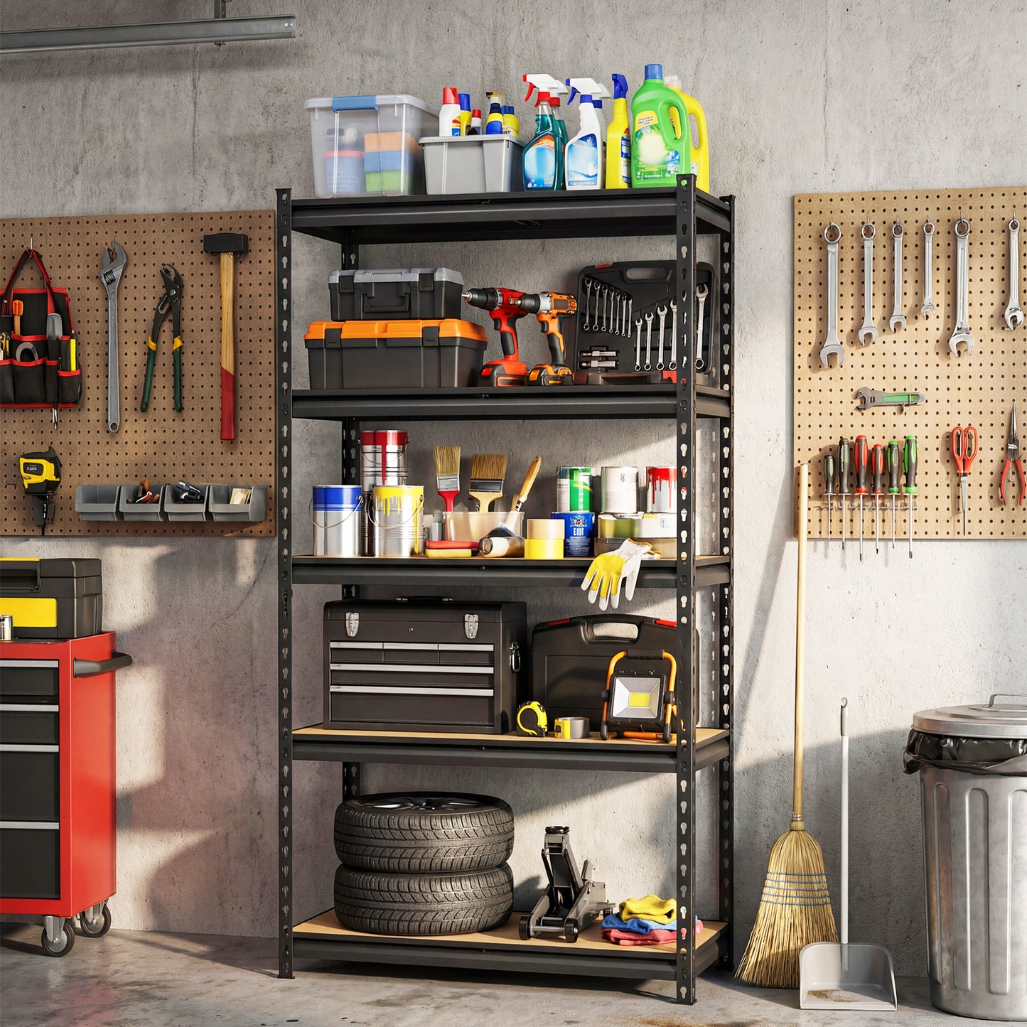 5-Tier Garage Shelving Unit 2200 LBS Heavy Duty Metal Storage Shelves-Set of 4