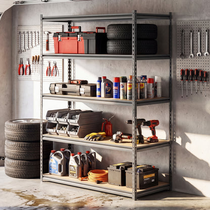 5-Tier Garage Shelving Unit 2200 LBS Metal Storage Shelves Adjustable Utility Rack for Warehouse-Set of 2