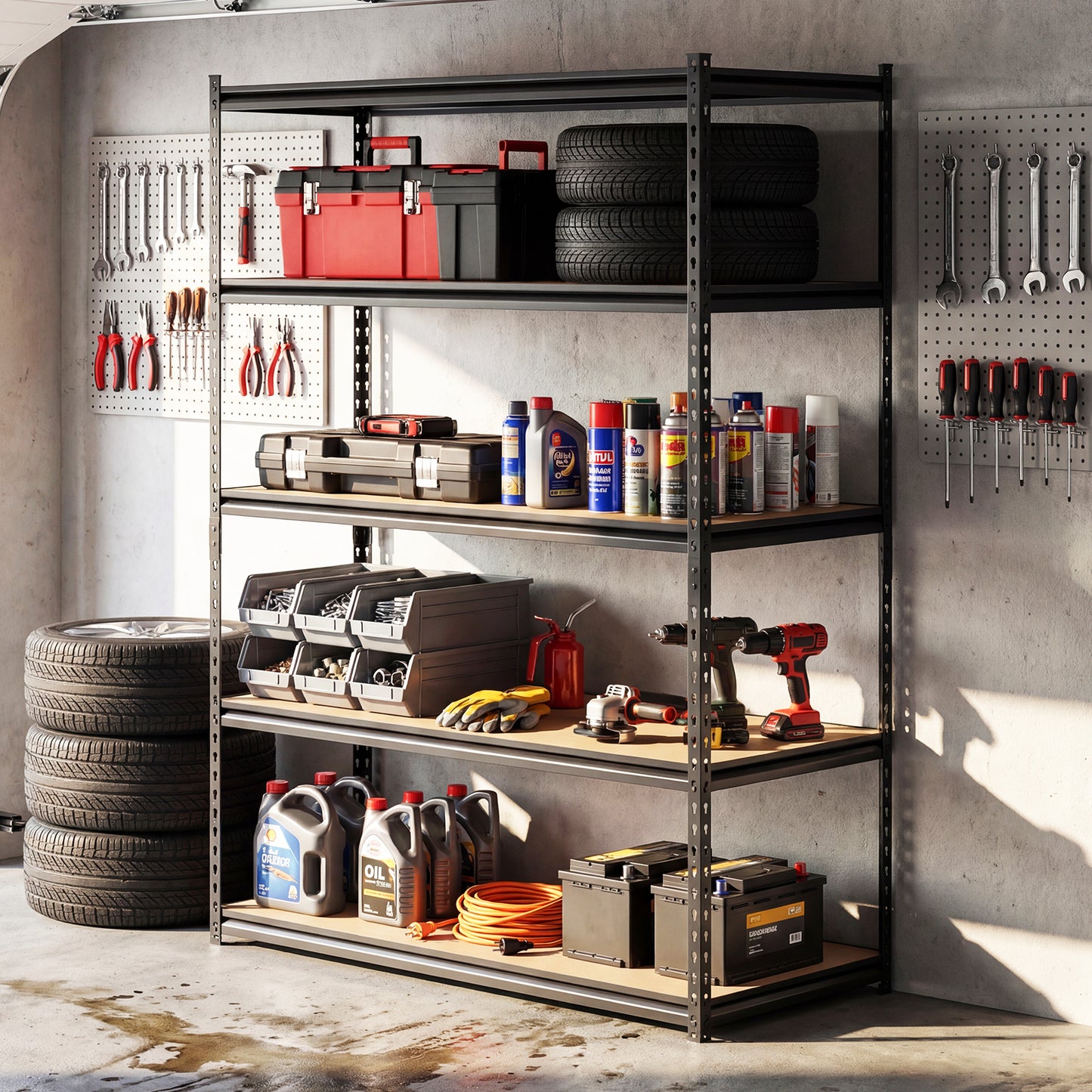 5-Tier Garage Shelving Unit for Warehouse and Basement-Set of 2