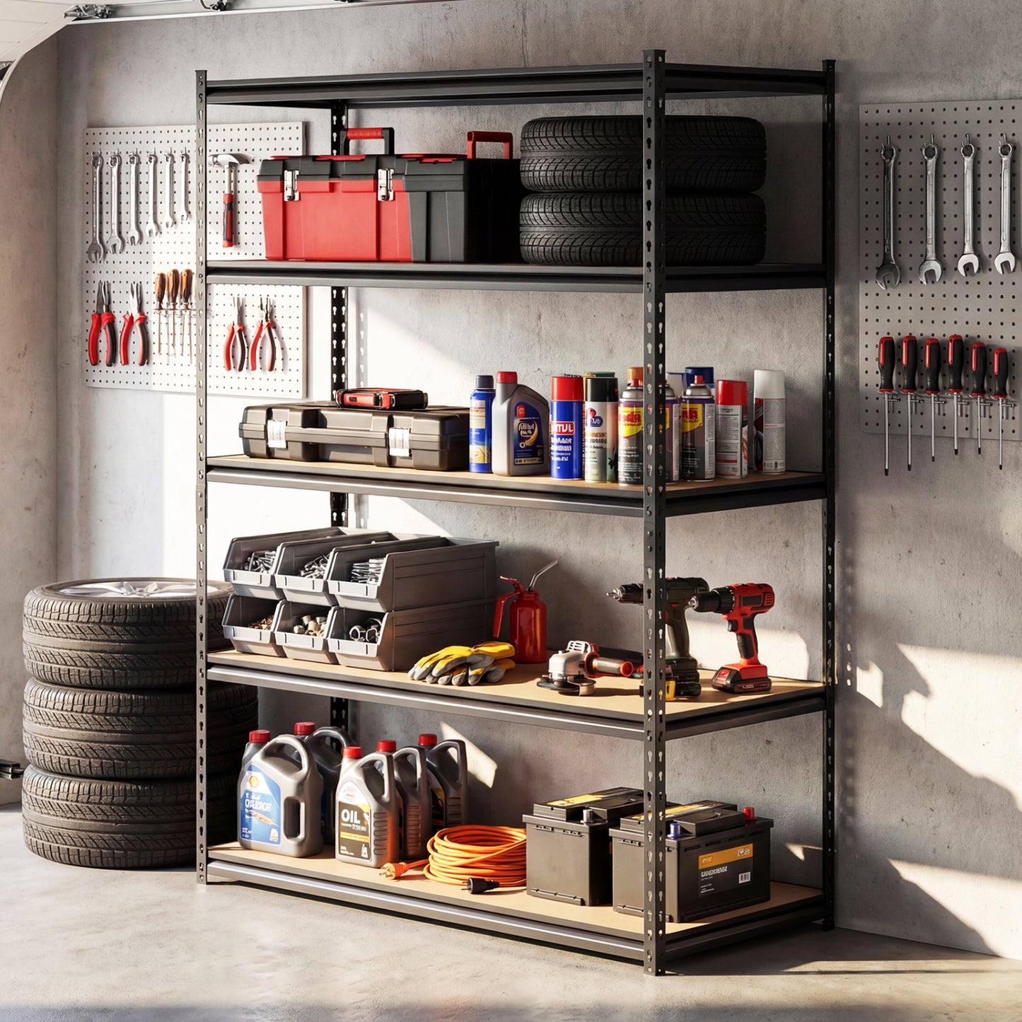 5-Tier Garage Shelving Unit for Warehouse and Basement-Set of 4