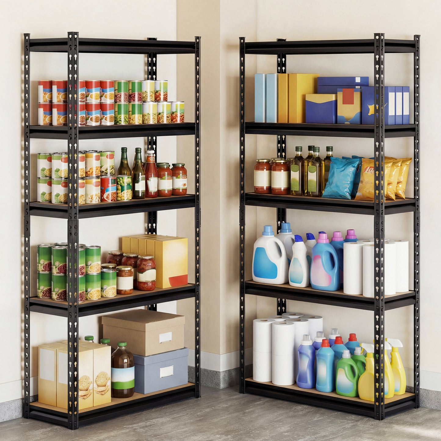 5-Tier Garage Shelving Unit 2200 LBS Heavy Duty Metal Storage Shelves-Set of 2
