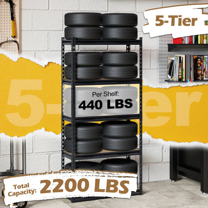 5-Tier Garage Shelving Unit 2200 LBS Heavy Duty Metal Storage Shelves-1Piece