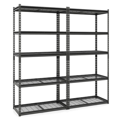 5-Tier Heavy-Duty Metal Shelving Unit with Adjustable Wire Rack Set of 2