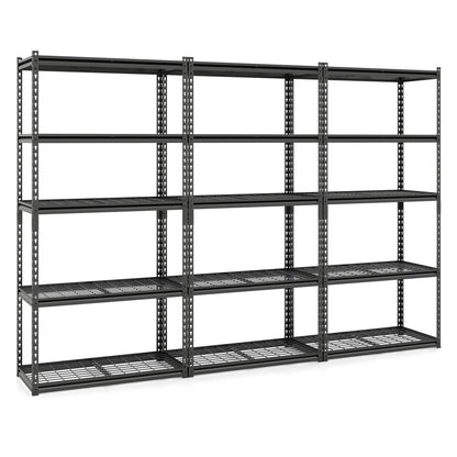 5-Tier Heavy-Duty Metal Shelving Unit with Adjustable Wire Rack Set of 3