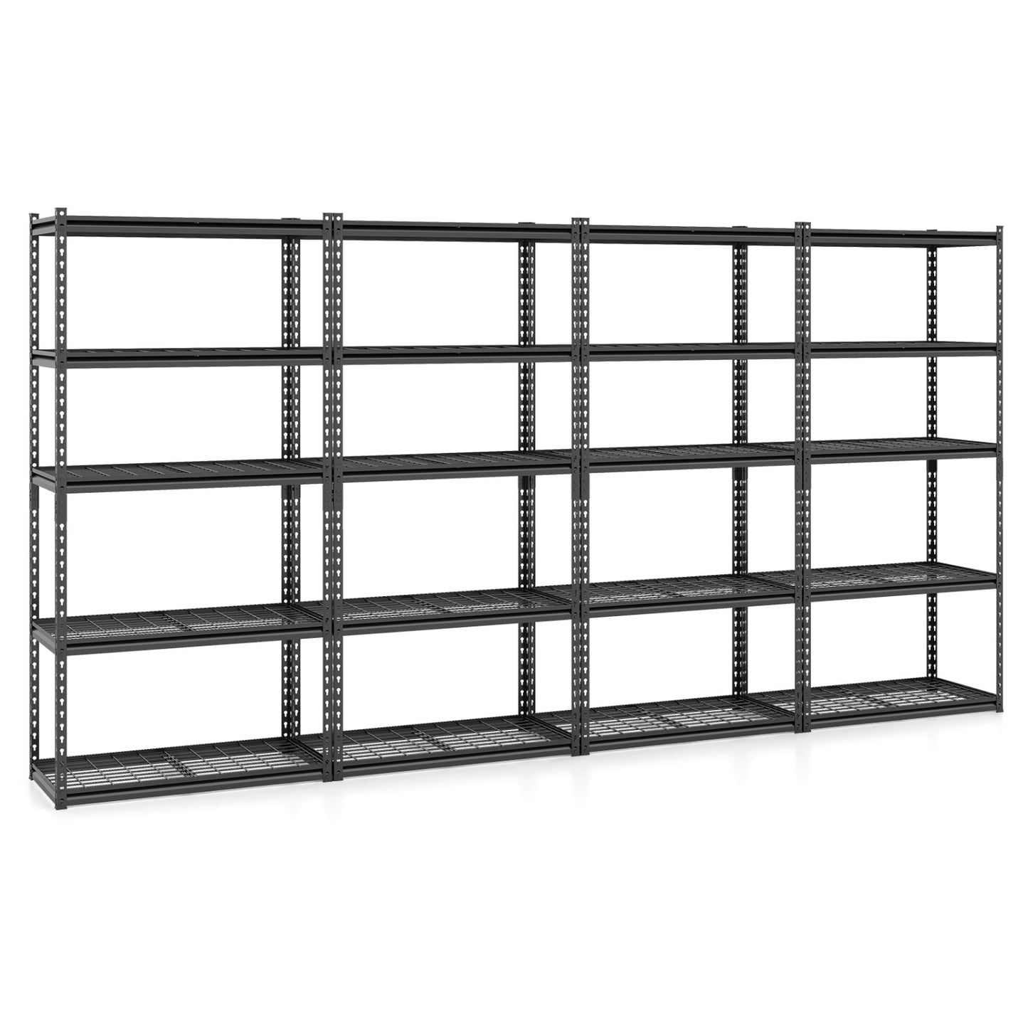 5-Tier Heavy-Duty Metal Shelving Unit with Adjustable Wire Rack Set of 4