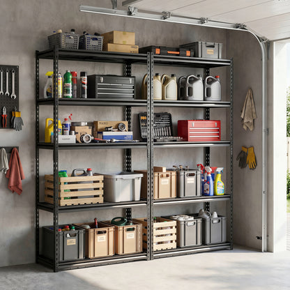 5-Tier Heavy-Duty Metal Shelving Unit with Adjustable Wire Rack Set of 4
