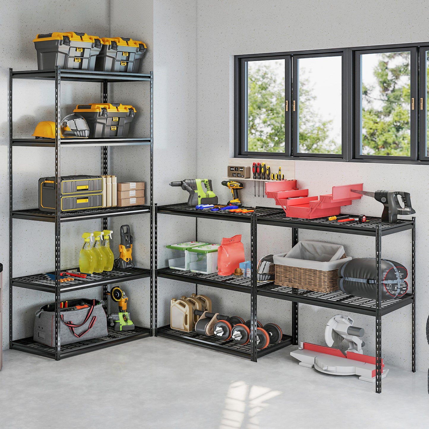 5-Tier Heavy-Duty Metal Shelving Unit with Adjustable Wire Rack Set of 4