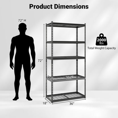 5-Tier Heavy-Duty Metal Shelving Unit with Adjustable Wire Rack Set of 4