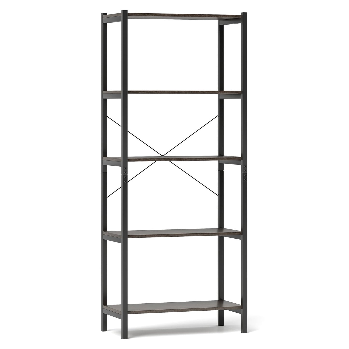 Multipurpose Open Bookcase Industrial Rack Wide Standing Storage Shelf-Brown